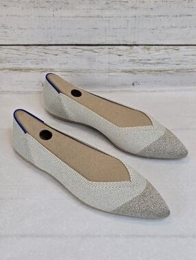 Rothy's Ballet Flats The Point Toe Knit Diamond Metallic Women's Size 8